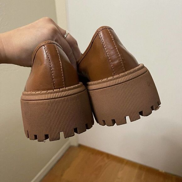 AREZZO brown leather platform slip on loafer shoes size EU 40 - Picture 3 of 8